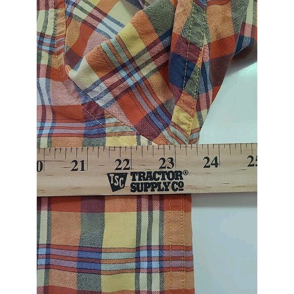 Cruel Girl Shirt Women XL Western Cowgirl Rodeo Button Up Orange Plaid - Picture 6 of 12